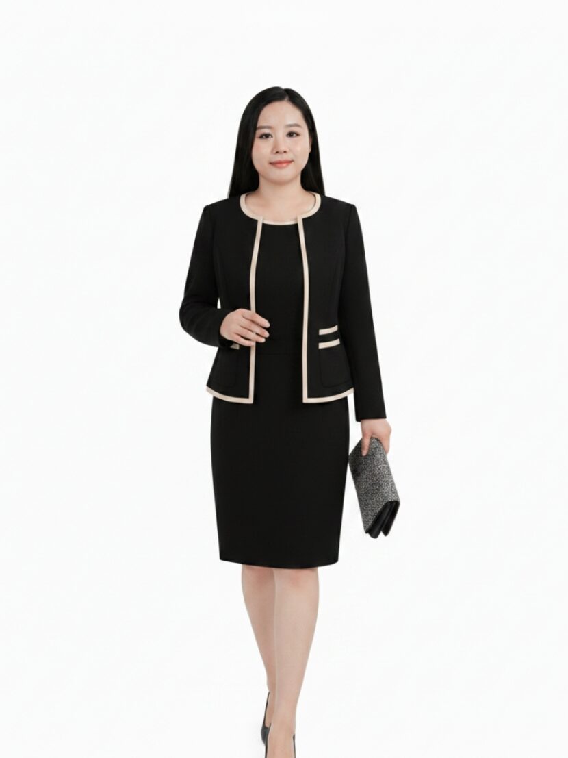 Đồng phục vest nữ không cổ phối viền - 17