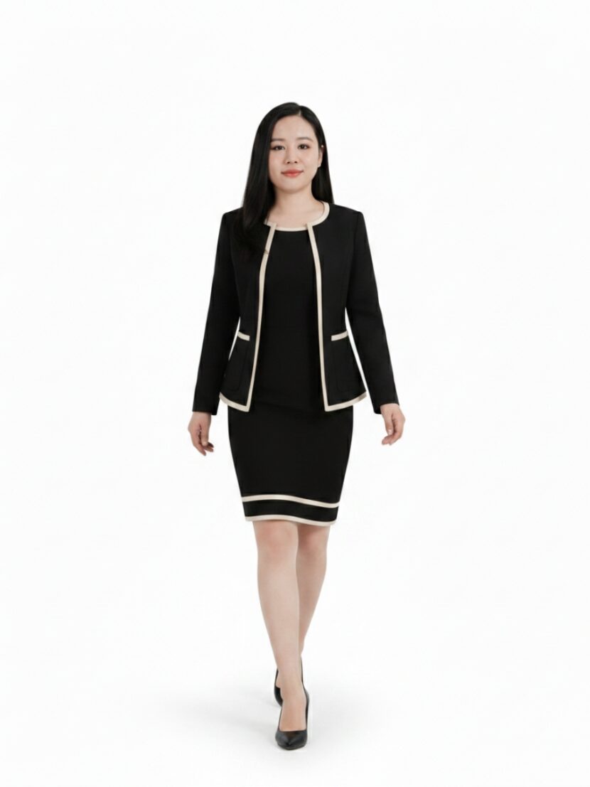Đồng phục vest nữ không cổ phối viền - 17