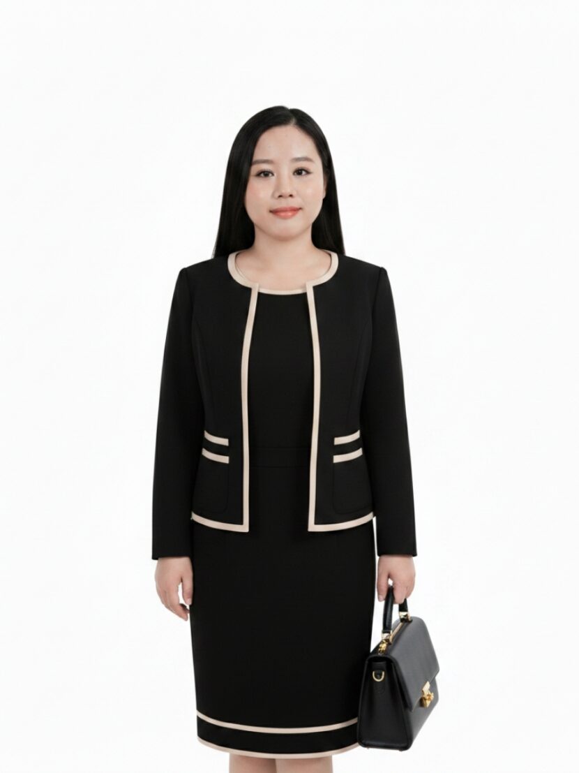 Đồng phục vest nữ không cổ phối viền - 17