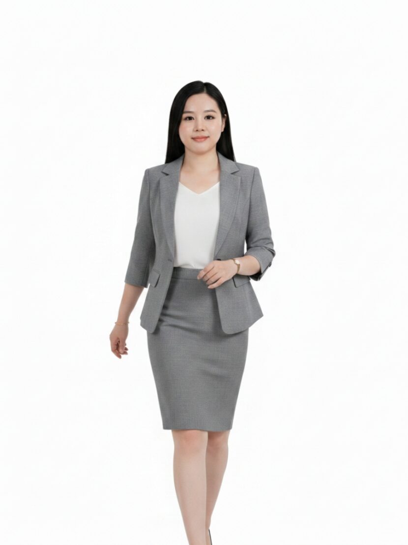 Đồng phục vest nữ xám tay lỡ - 18