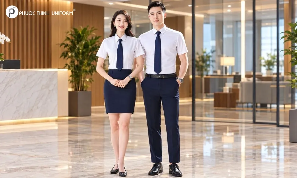 Áo polo đồng phục Tiến Anh Bekery Bộ đồng phục áo sơ mi và quần tây âu sang trọng cho nhân viên