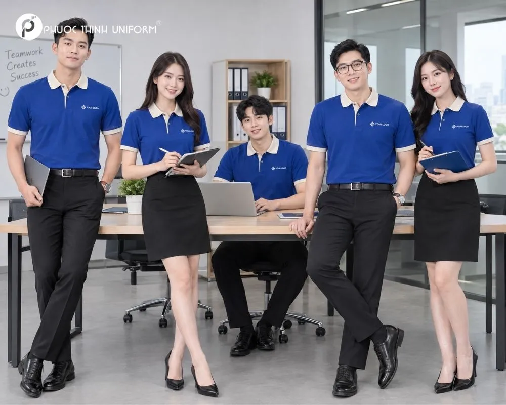 Áo thun đồng phục có cổ được nhiều công ty lựa chọn làm đồng phục cho nhân viên